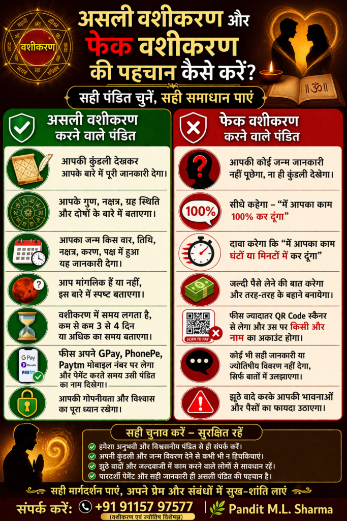 असली वशीकरण और फेक वशीकरण की पहचान कैसे करें | सही पंडित कैसे चुनें