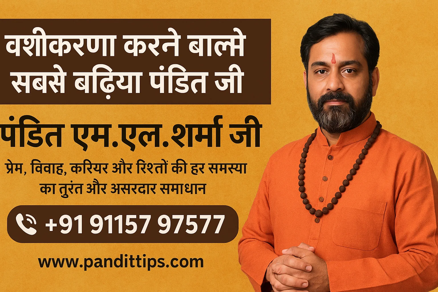 वशीकरण करने वाले सबसे बढ़िया पंडित जी | Pandit M.L. Sharma Ji
