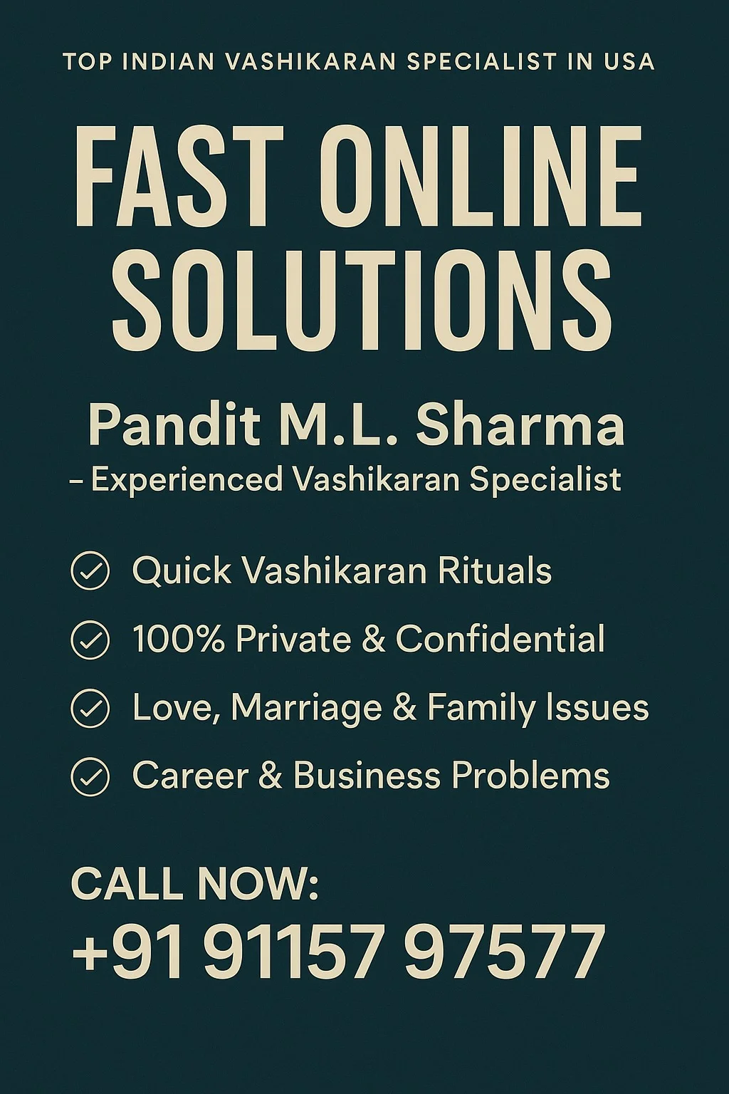 Top Indian Vashikaran Specialist in USA | Fast Online Solutions