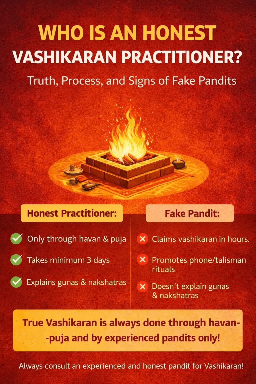 Who Is an Honest and genuine Vashikaran Practitioner? Truth & Fake Pandit Signs
